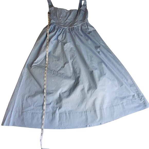 Blue Cotton Sleeveless Midi Dress With Fitted Bodice & Flared Skirt Size M - Picture 5 of 11